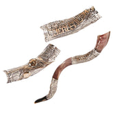 Silver plated shofar Jewish ceremonial horn, Yemenite style